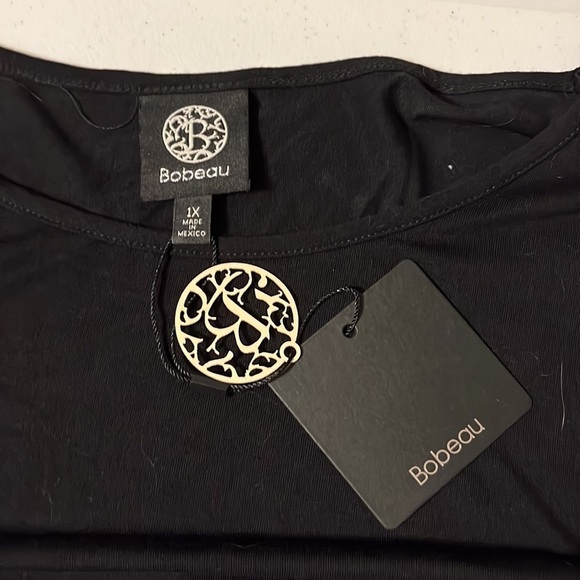 Bobeau black top with braided sleeve. Sz 1X - Picture 7 of 7